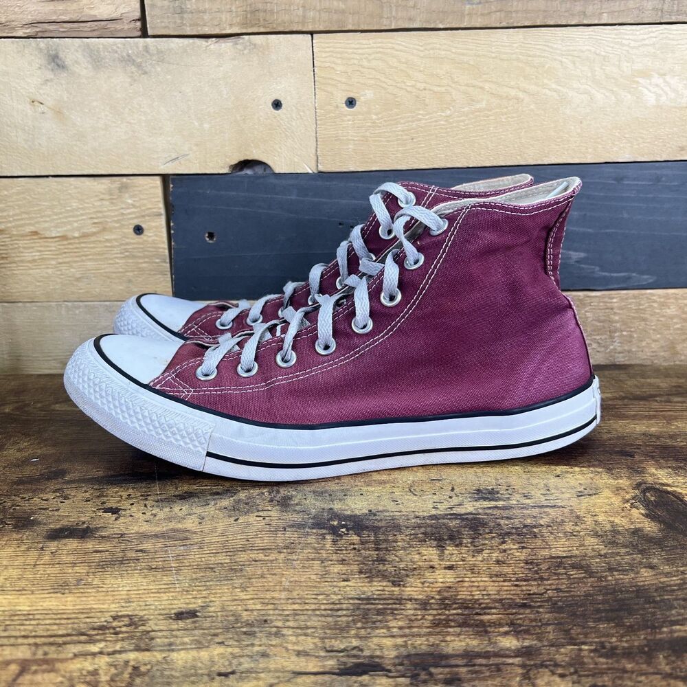 Vintage Converse All Star High Top Sneakers Maroon Burgundy M11 W13 - Picture 5 of 16